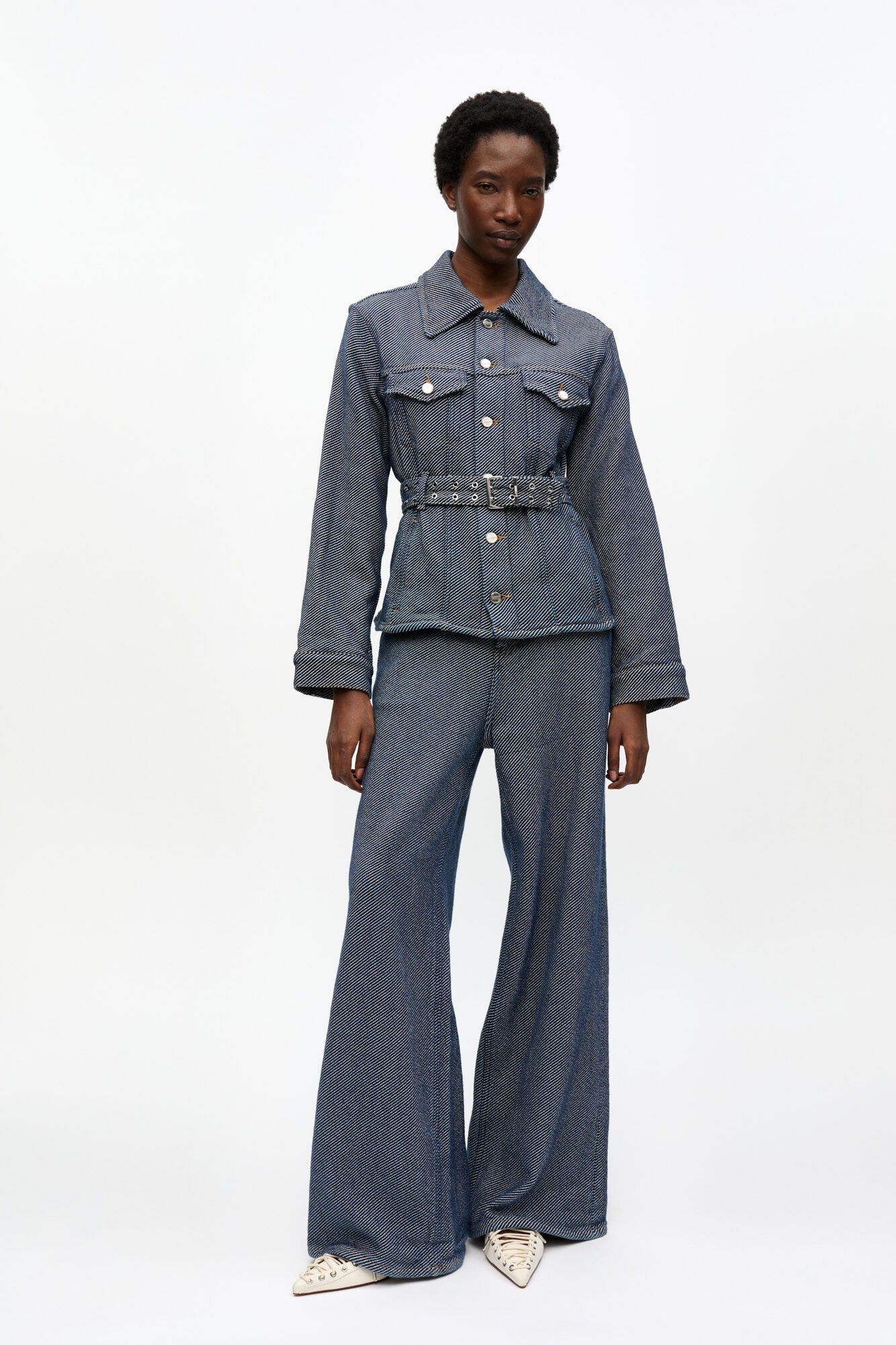 Light Denim Belt Midi Dress