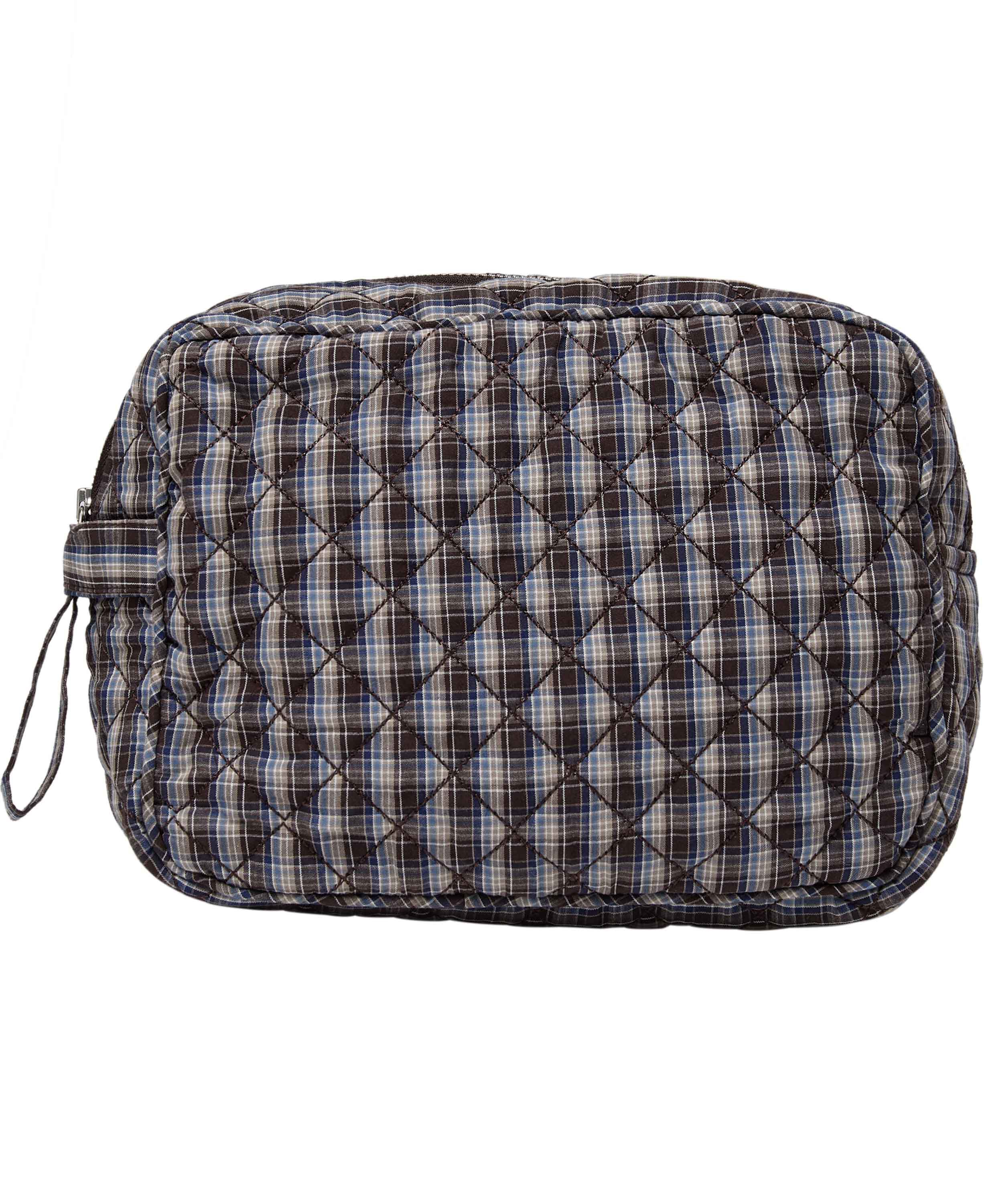 Make Up Bag, Quilted - Cotton Poplin YD Small-Brown Check