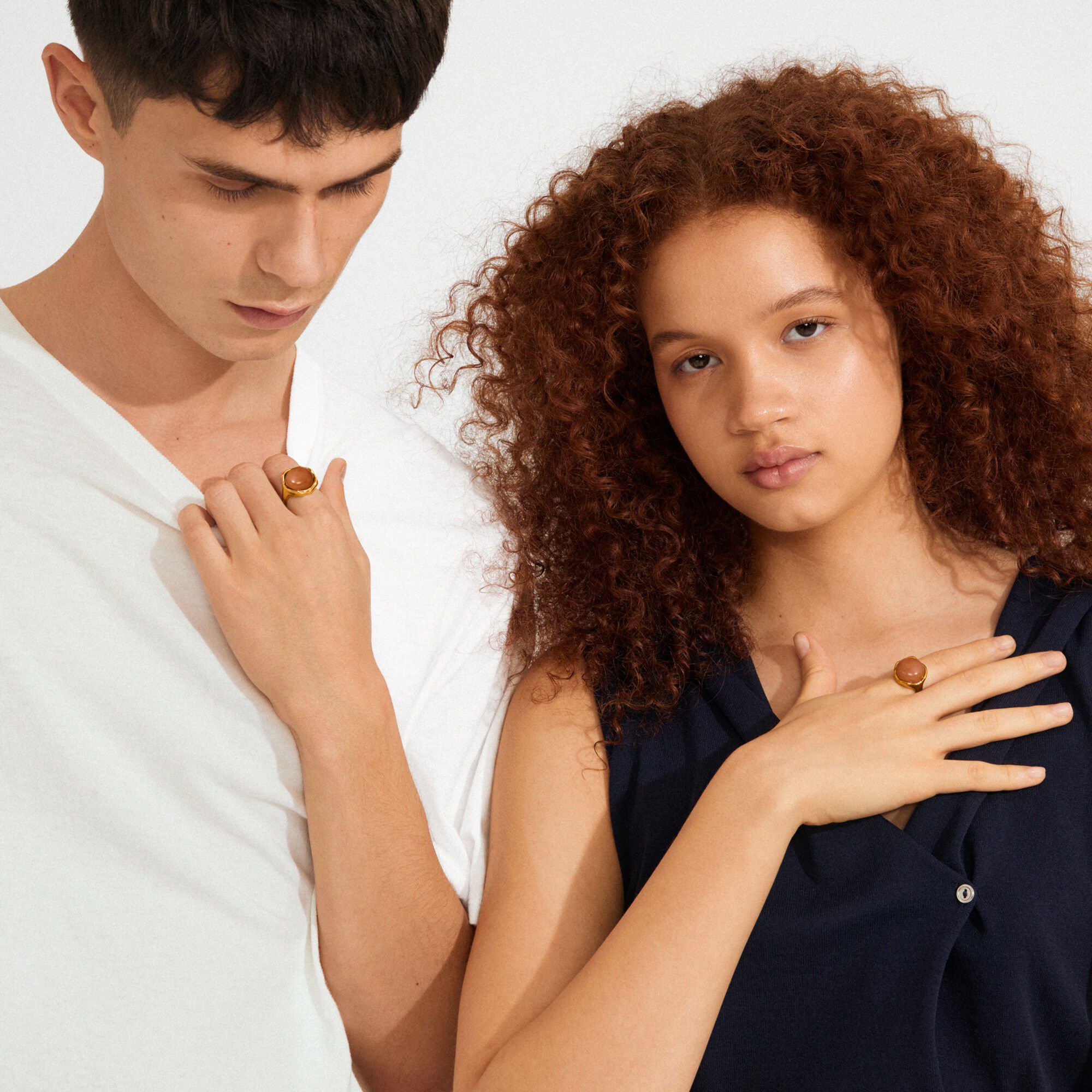 SENSE ring guldbelagt/agat