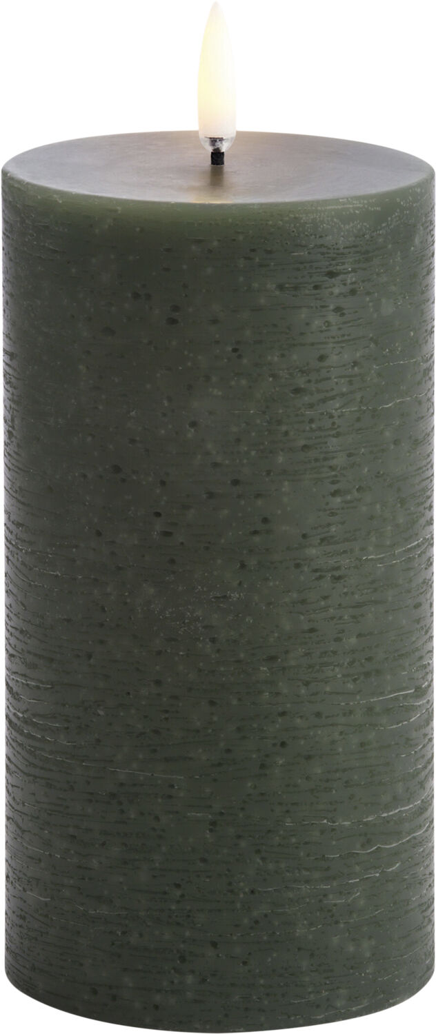 LED pillar candle, Olive green, Rustic, 7,8 x 15,2 cm 4/24