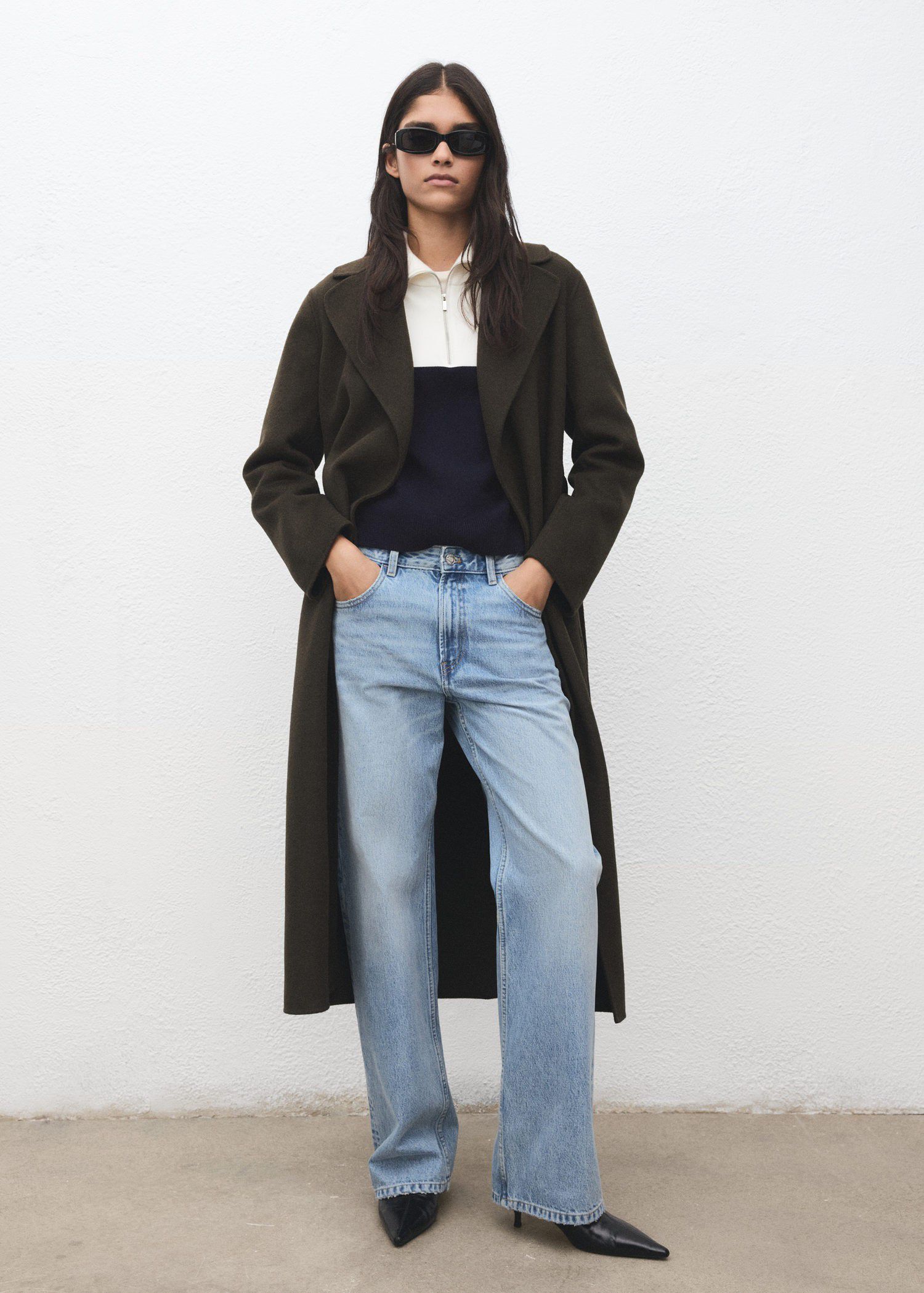 Bicolour high collar sweater