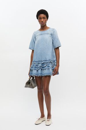Soft Rigid Denim Open Back Frill Mi