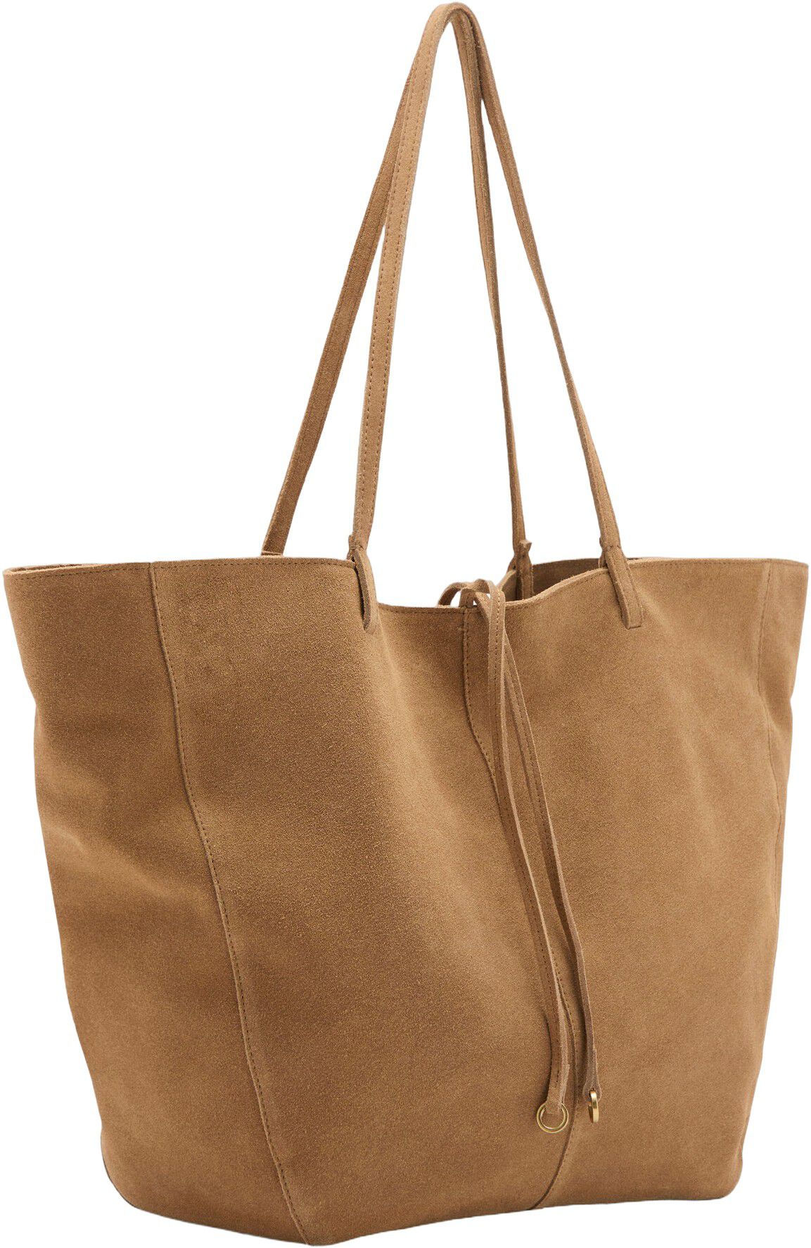 Suede shopper bag with bow closure