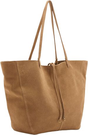Suede shopper bag with bow closure