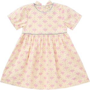 HEART & DOTS DRESS W PUFFY SLEEVE