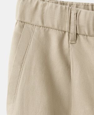 Slim fit cropped linen-cotton trous