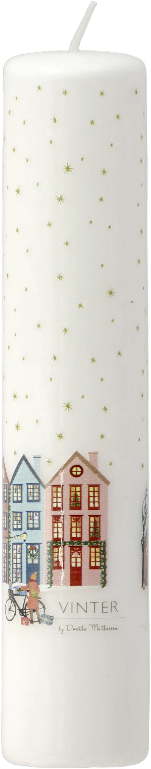 Kalenderlys Vinter 5 x 25 cm Hvid/Guldstjerne Paraffin