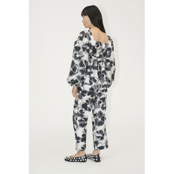 Square Neck Long Sleeve Top, 1608 Organza Jacquard