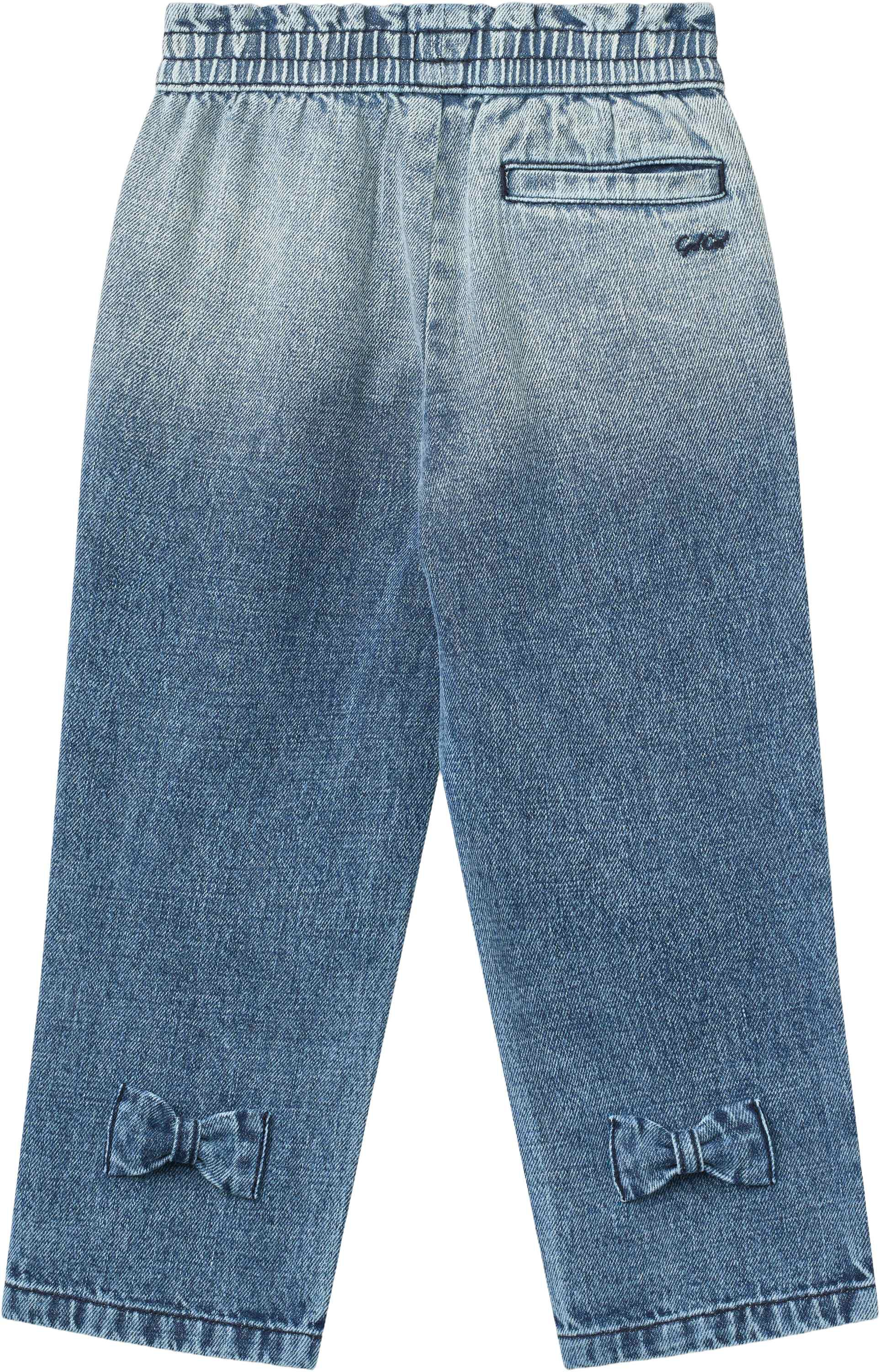 FRILL DENIM PANTS W. BOW