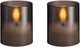 Moods & More - LED glass candle, Hurricane, Charcoal, 2-pack