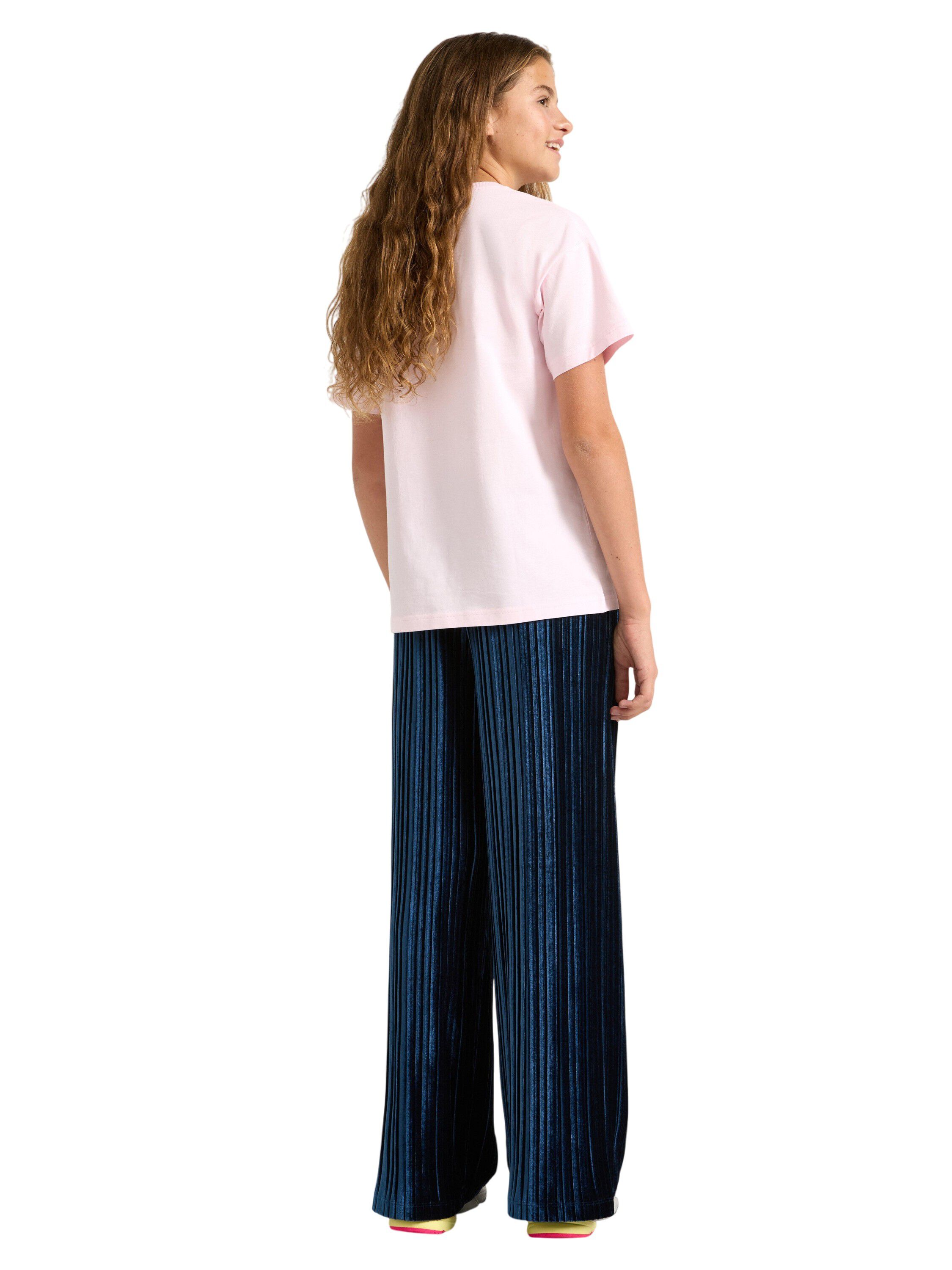 Trousers with wide legs in ribbed v
