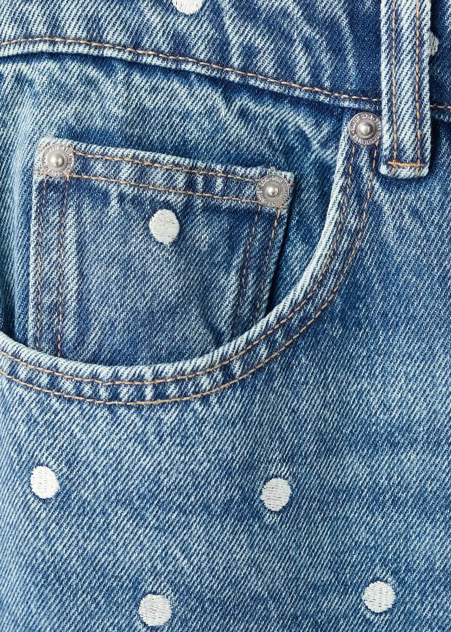 Polka dot straight-leg jeans