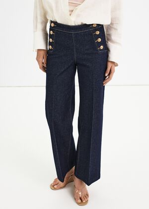 Wide-leg jeans with side buttons