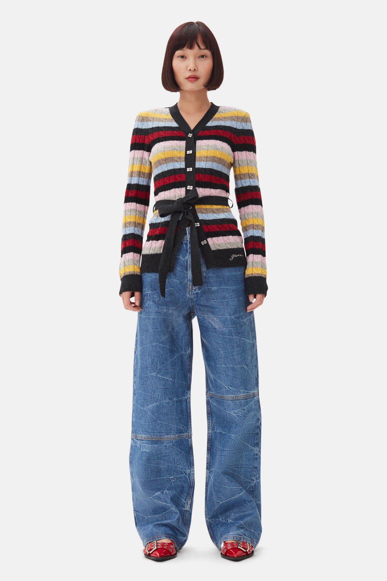 Light Mohair Tie String Cardigan