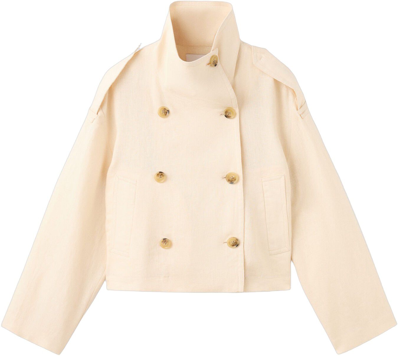 Linen funnel neck trench coat