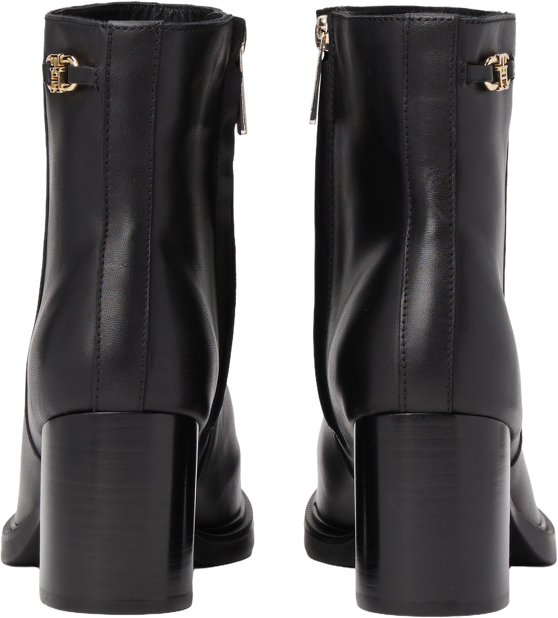STACKED HEEL LEATHER ANKLE BOOT