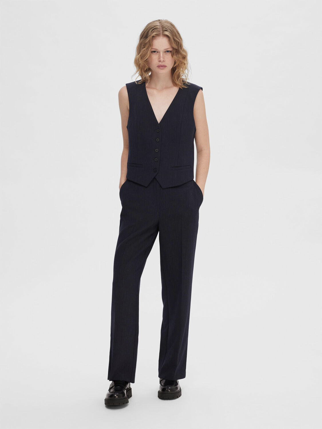 SLFRITA MW WIDE PANT DARK SAP MEL N