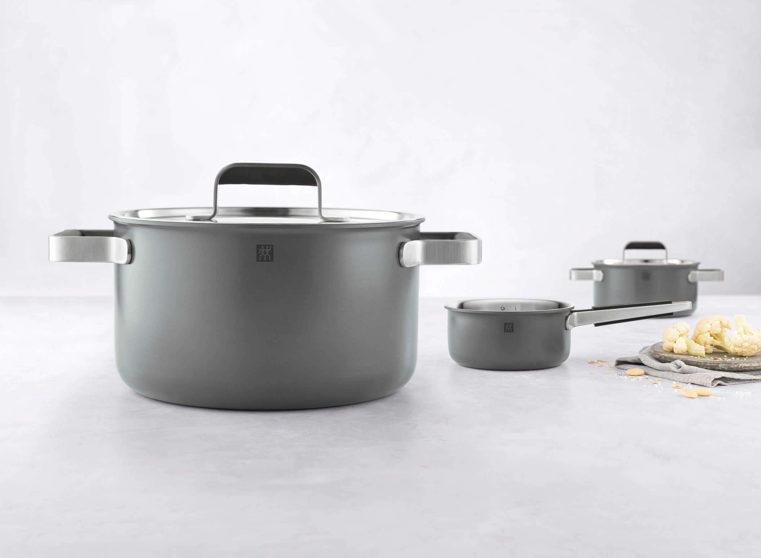 Gryde- og pandes&aelig;t, 3-dele, 18/10 rustfrit st&aring;l