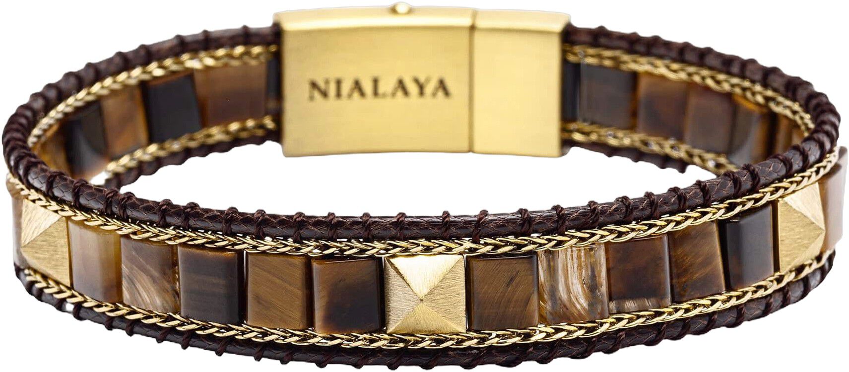 Brown Tiger Eye Stud Bracelet