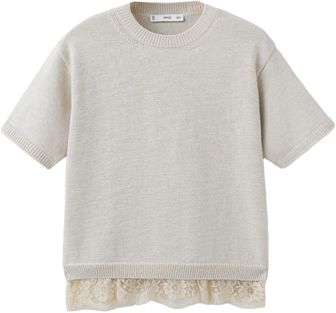 Ribbed lace-trimmed jumper
