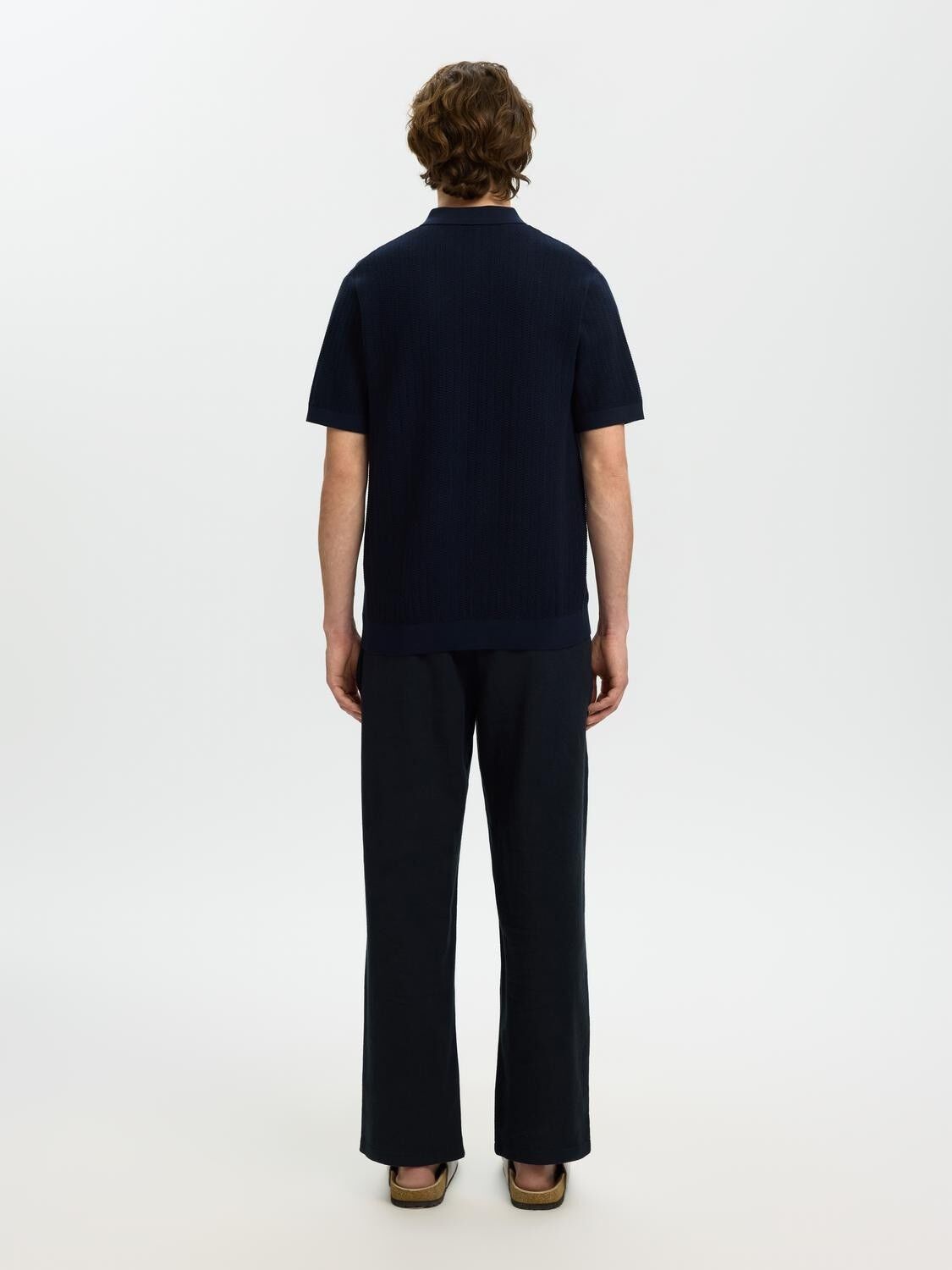 SLHCRAN SS KNIT STRUCTURE ZIP POLO