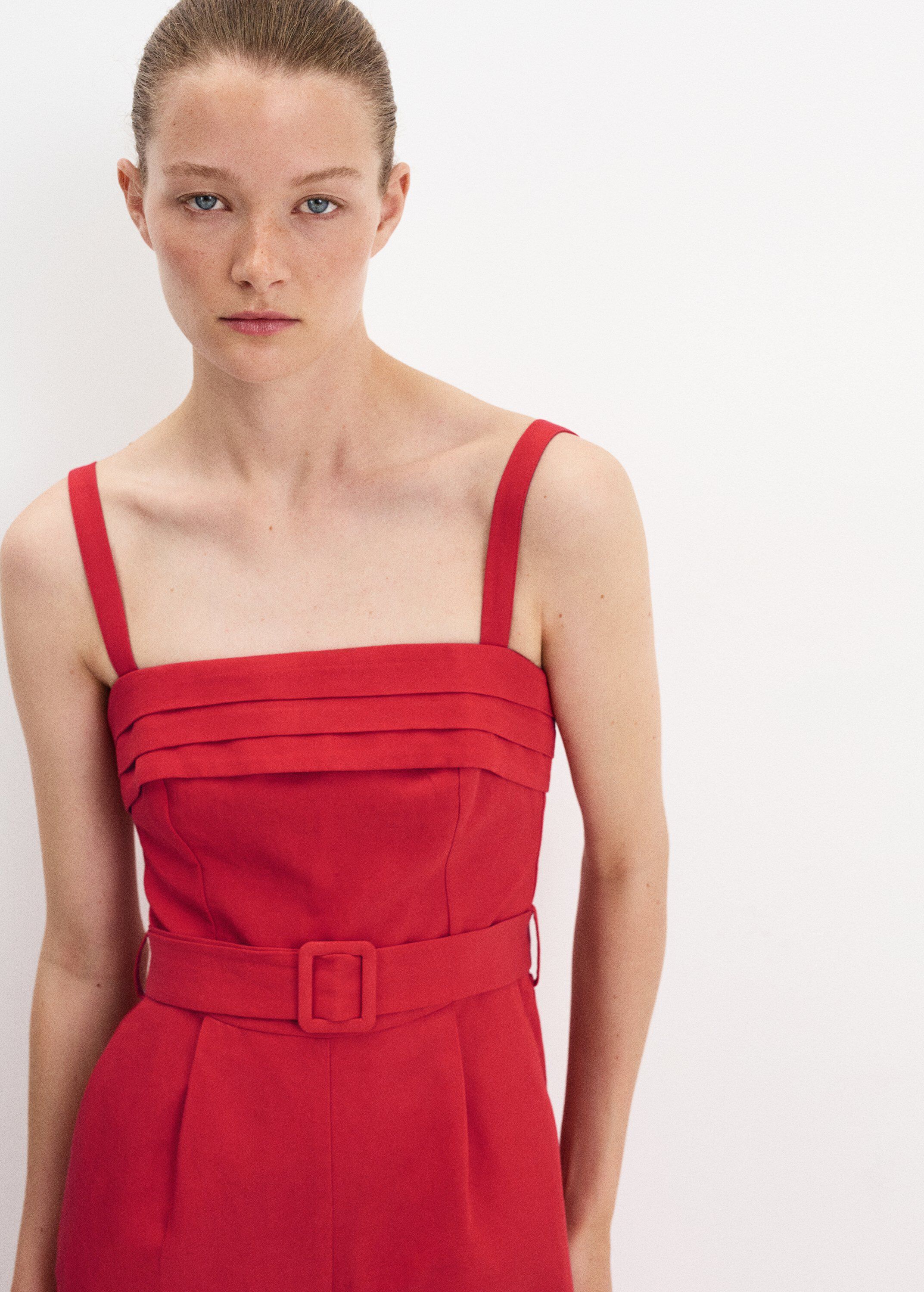 Belt linen jumpsuit