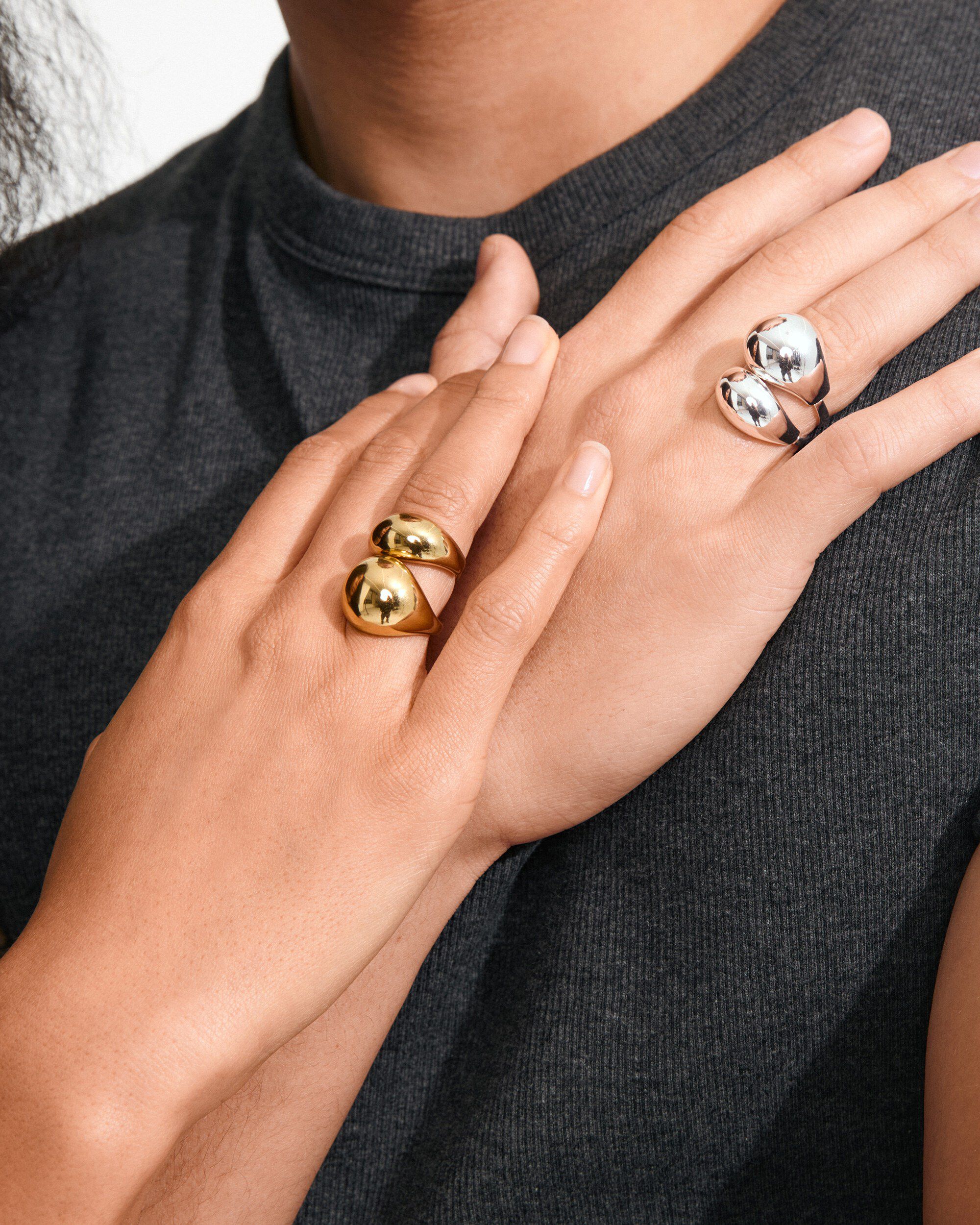 EVON rings, 2-in-1 set, silver-plated