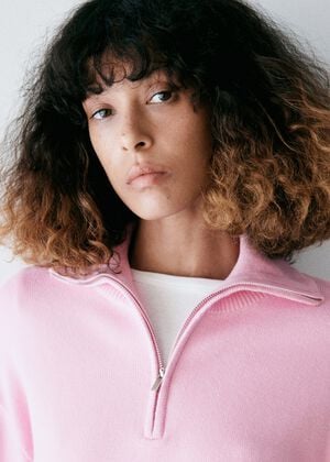 Striped sweater with perkins neck
