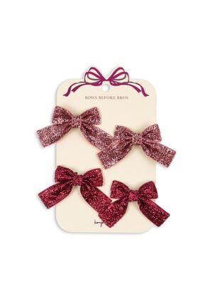 4 PACK GLITTER BOW HAIR CLIPS