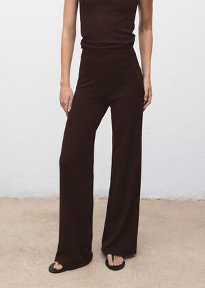 Fine-knit wide-leg trousers