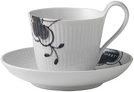 Black Fluted Mega Cup and Saucer 24cl