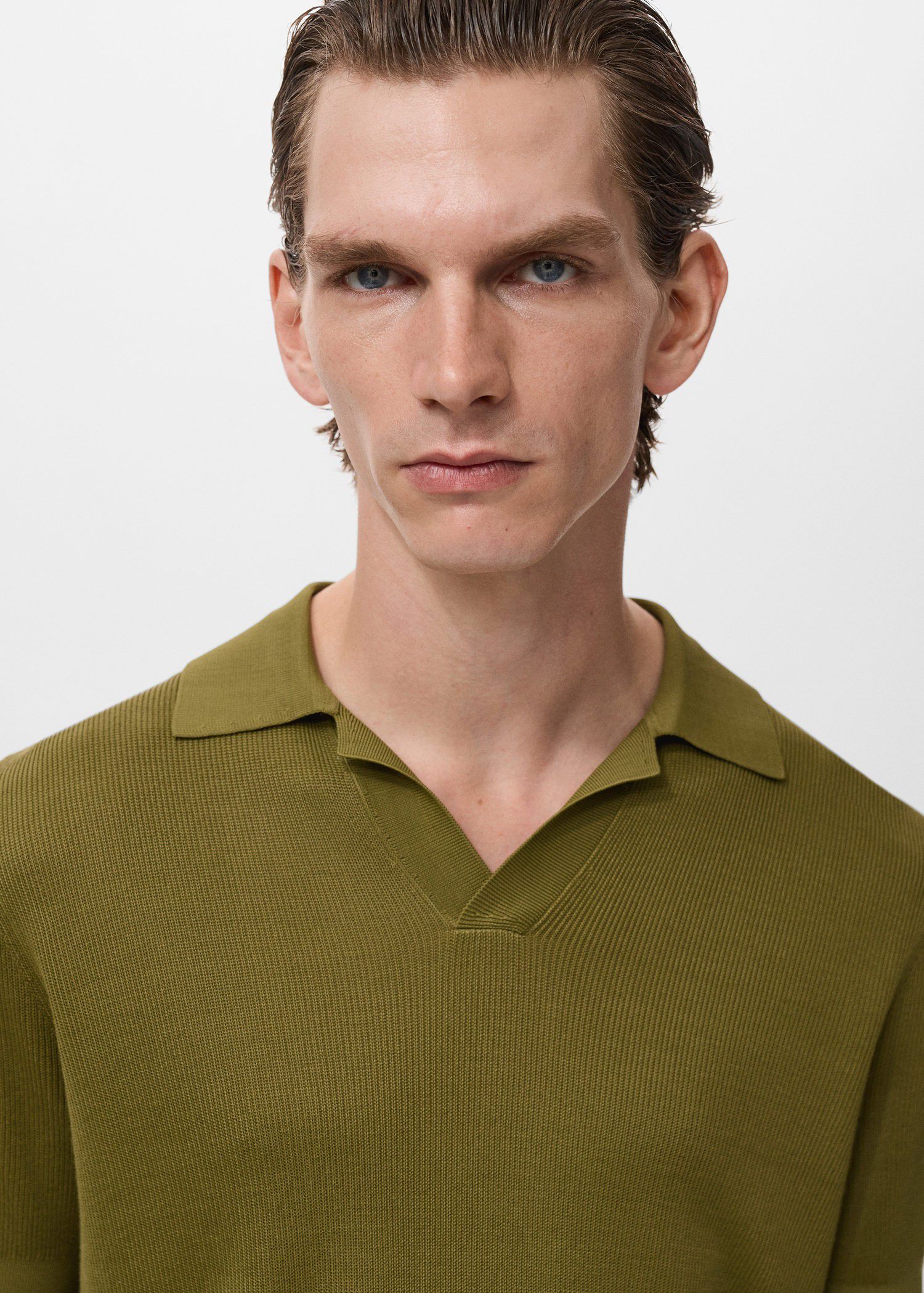 Cotton polo shirt with microstructu