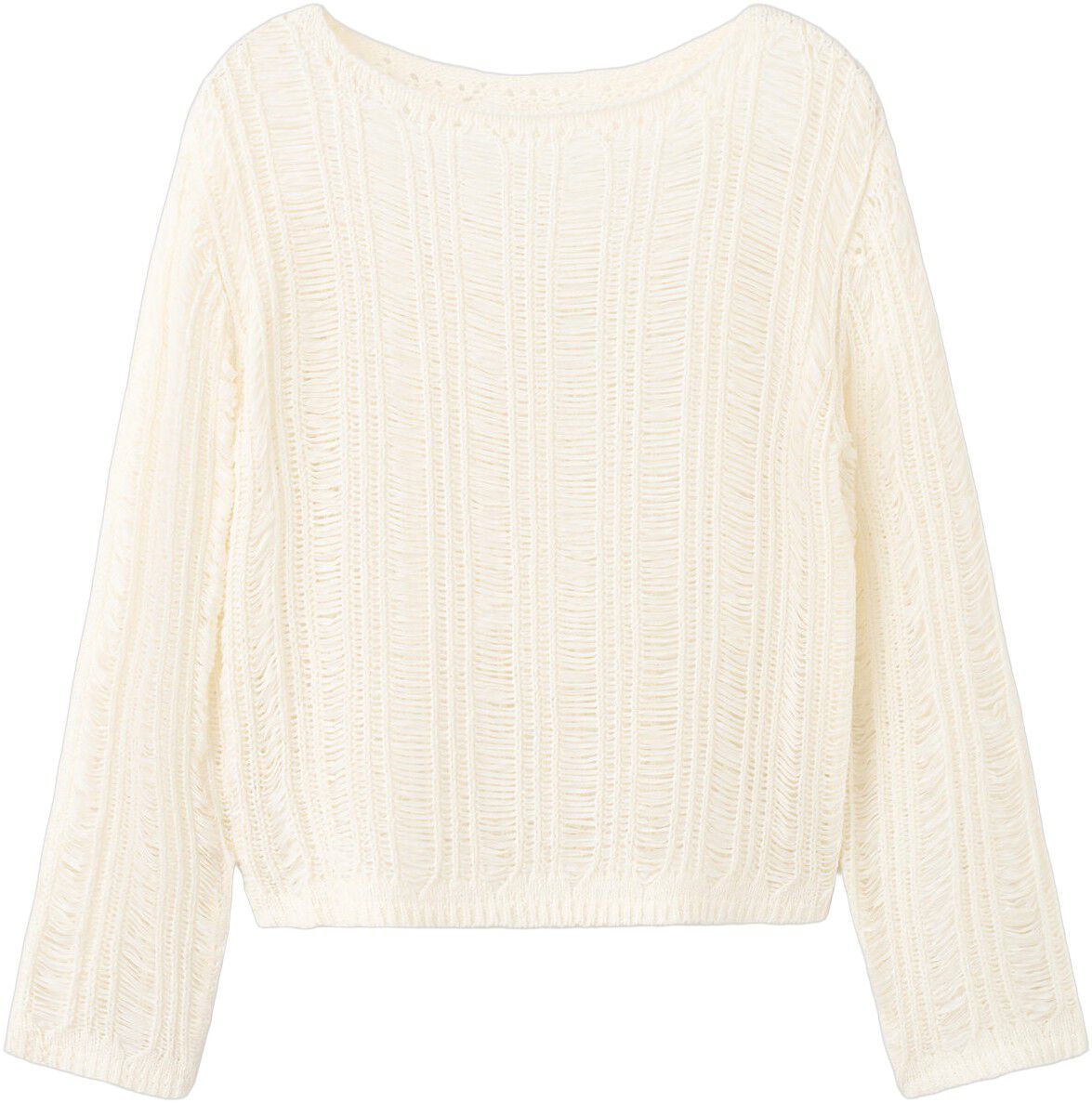 Frayed open-knit jumper