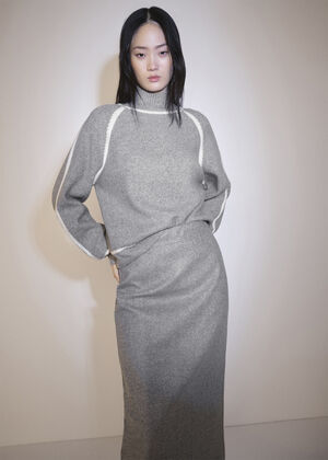 High neck sweater with contrast de