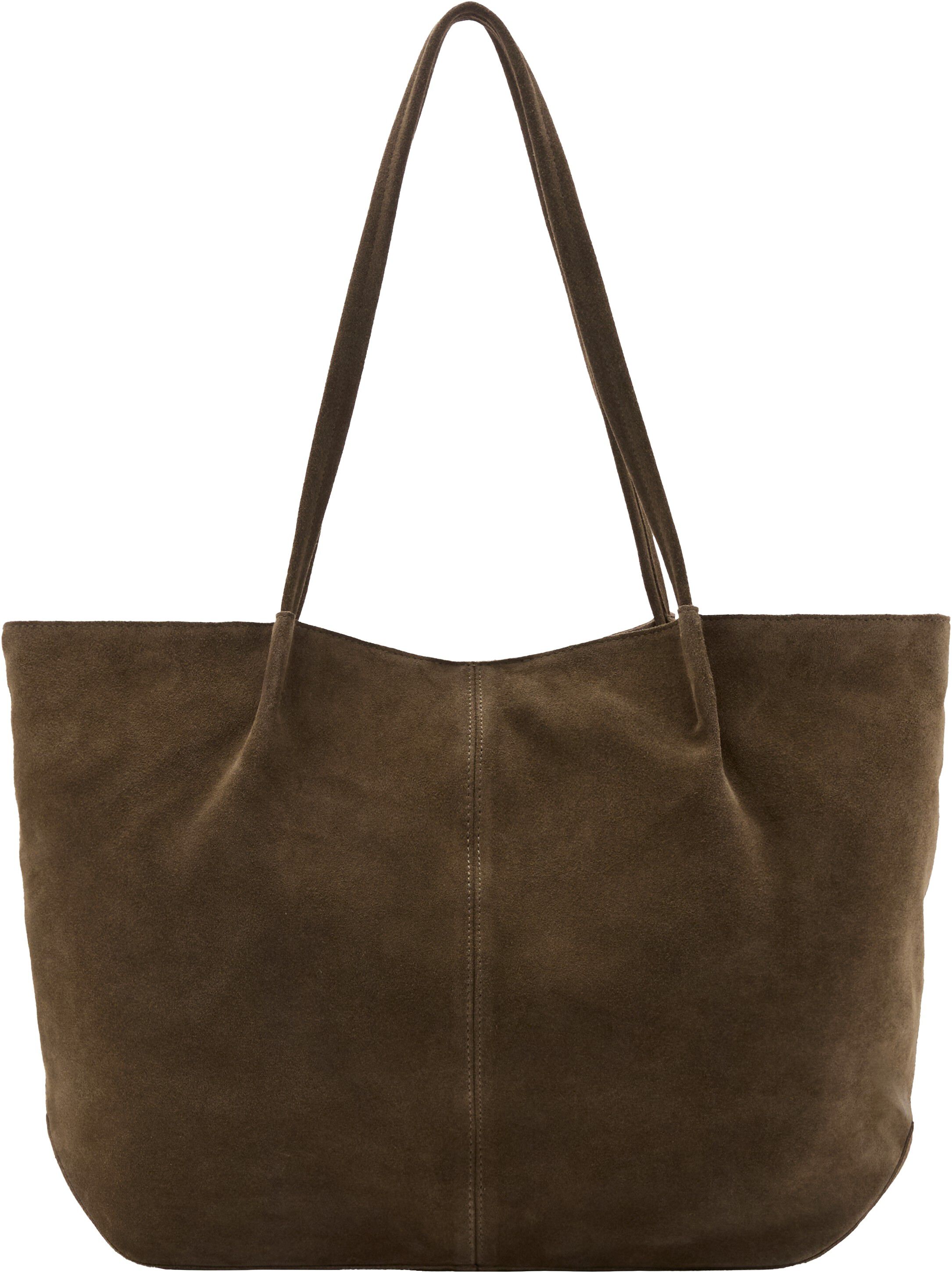 Suede leather shopper bag