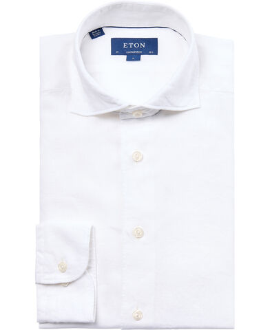 White Linen-poplin Shirt - Contemporary Fit
