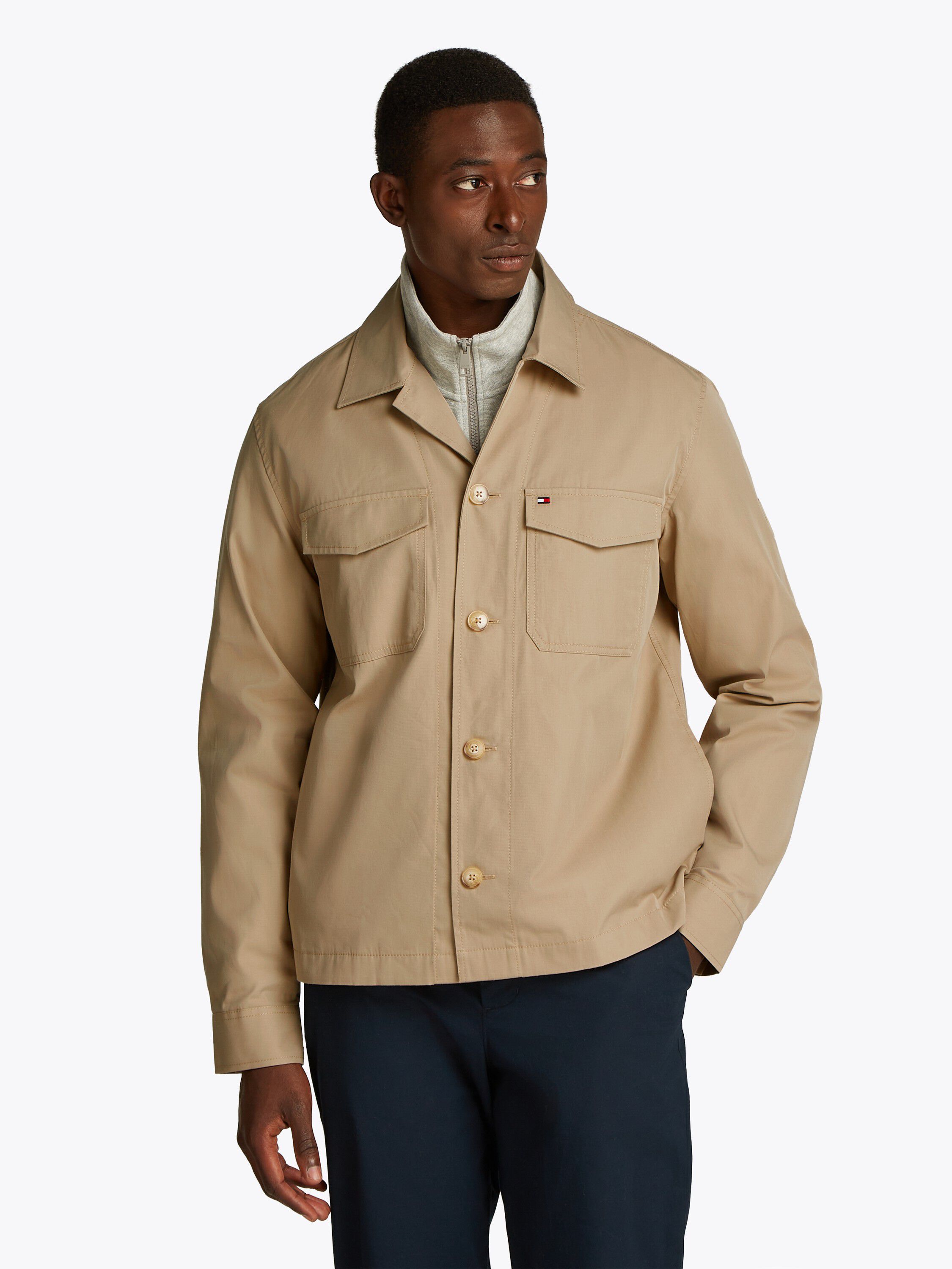 Flag Embroidery Twill Shirt Jacket