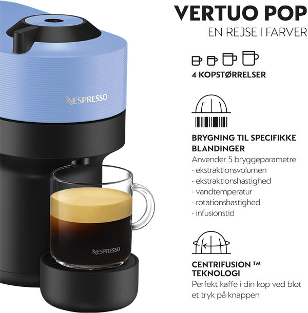 Nespresso Vertuo Pop coffee machine fra DeLonghi, Pacific Blu