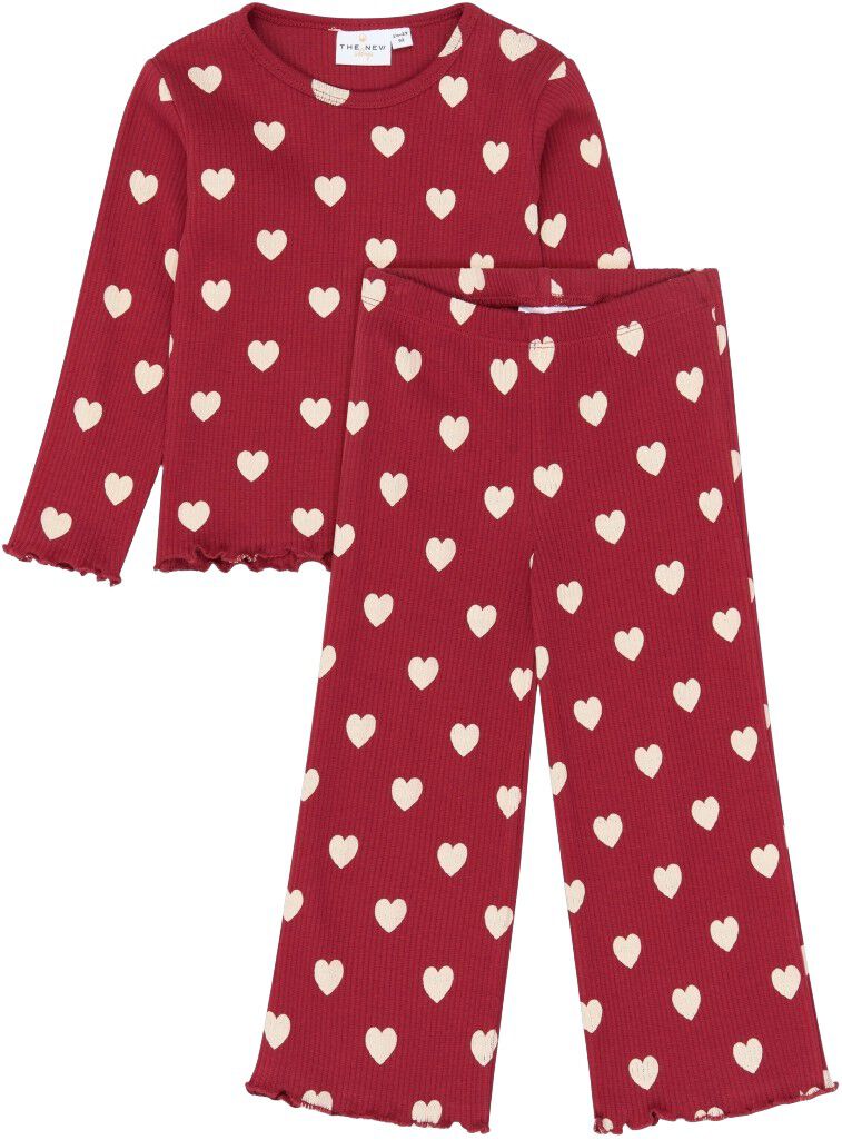 Tnstholiday Red Heart Rib Night Set