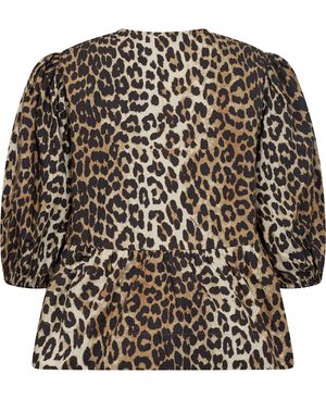 Printed Cotton Poplin Peplum Blouse