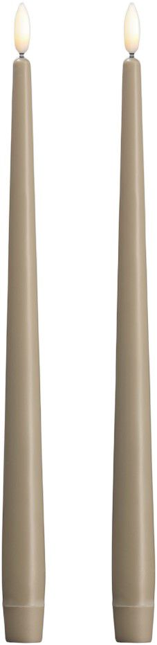 Moods & More - LED taper candle, Silk, Slim, Kit grey, 2-pac