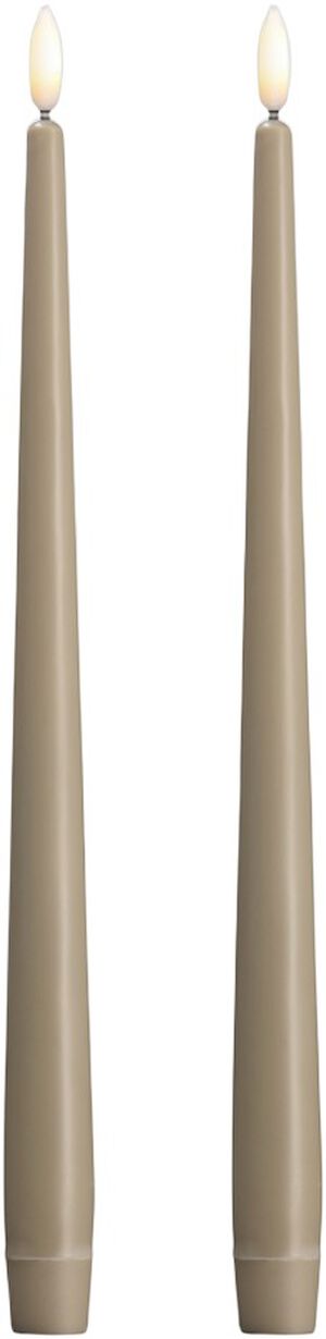 Moods & More - LED taper candle, Silk, Slim, Kit grey, 2-pac