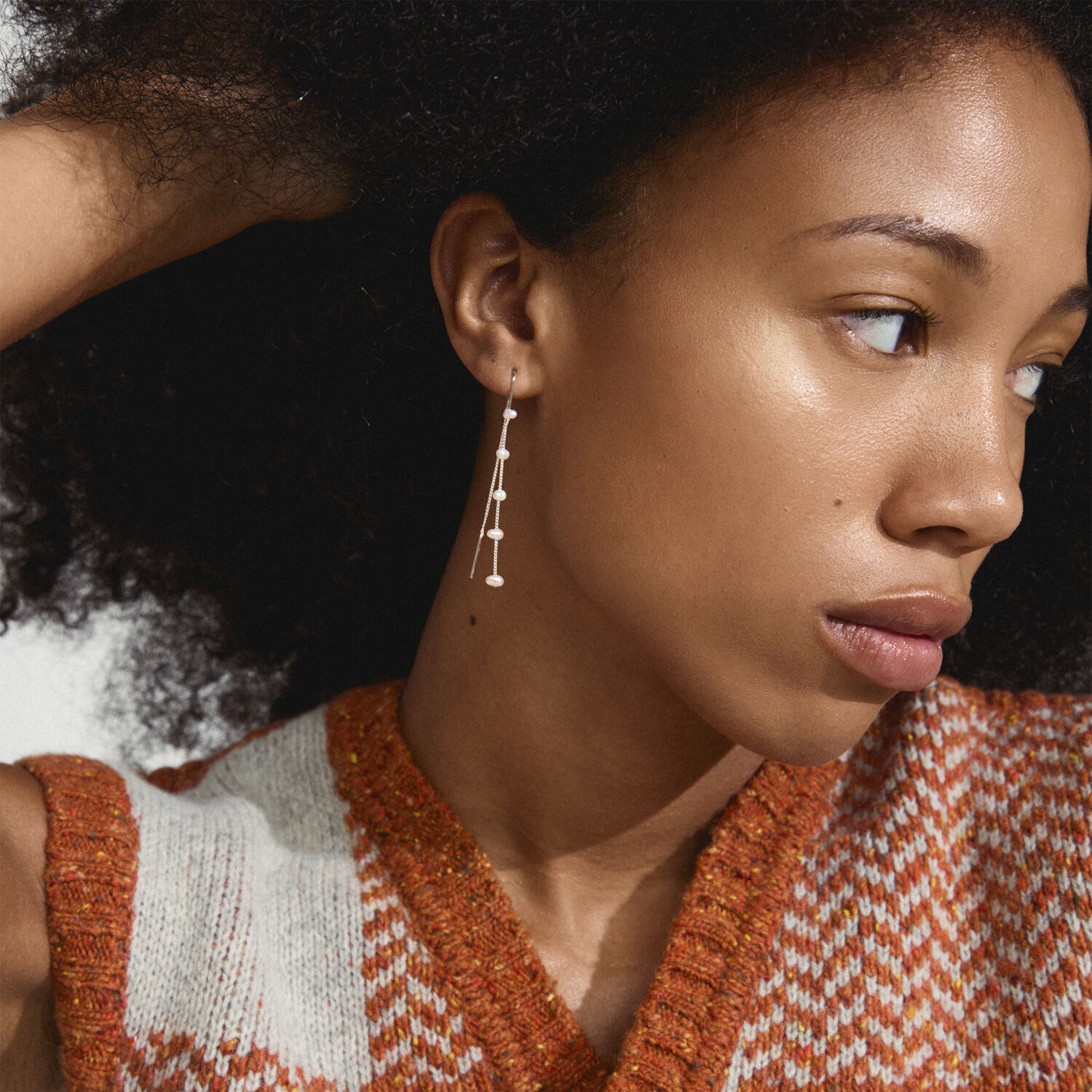 ZENAIA pearl chain earrings silver-plated