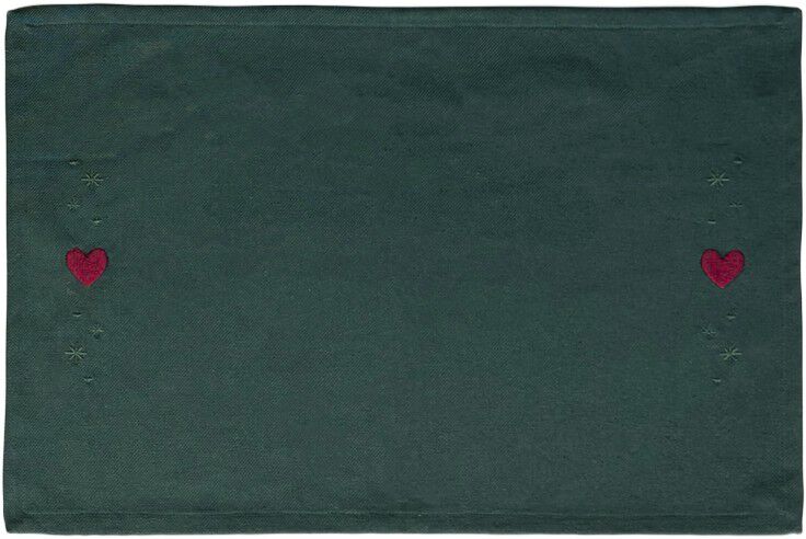 Christmas Fable D&aelig;kkeserviet Hjerter 49x32 cm gr&oslash;n