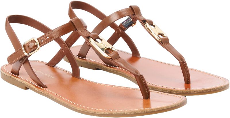 Leather Th Monogram Strap Sandals