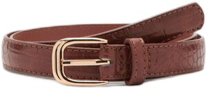 Thin faux crocodile leather belt