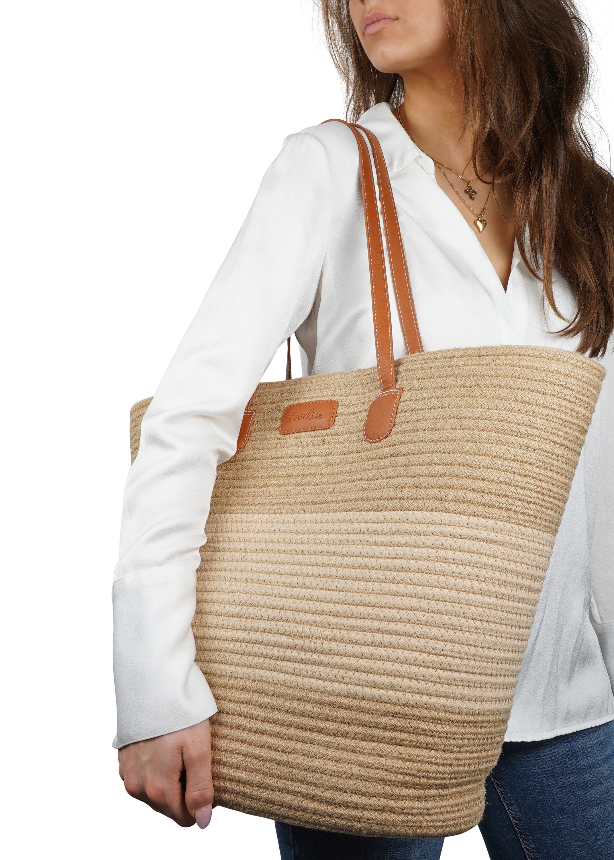 SIMIUS - BEACH BAG W/ PU HANDLES - 45 x 40 CM