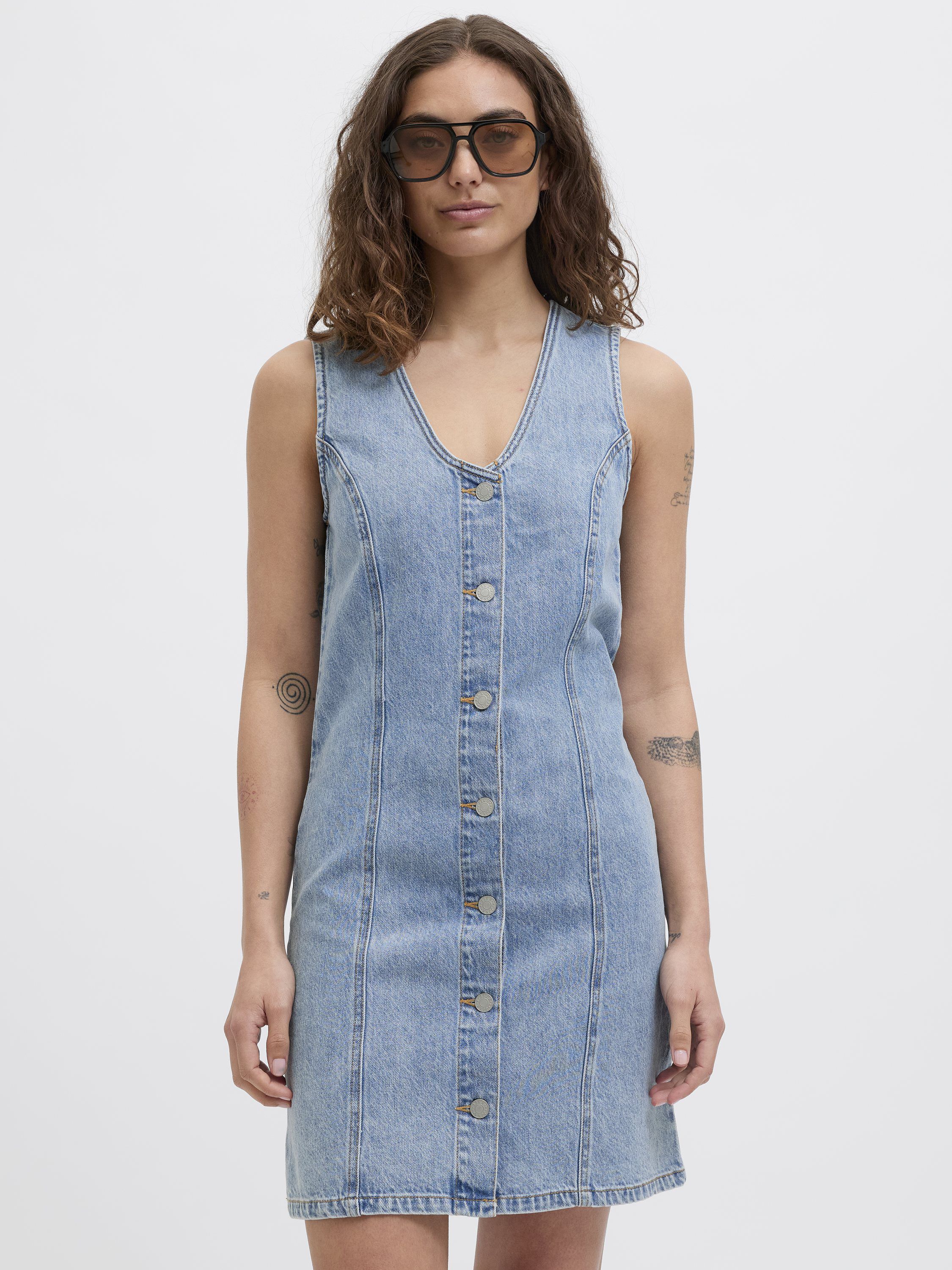 JXDORA NARA SHORT BTN DENIM DRESS D