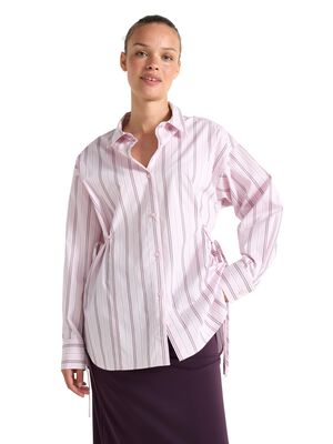 Long striped shirt with button clos