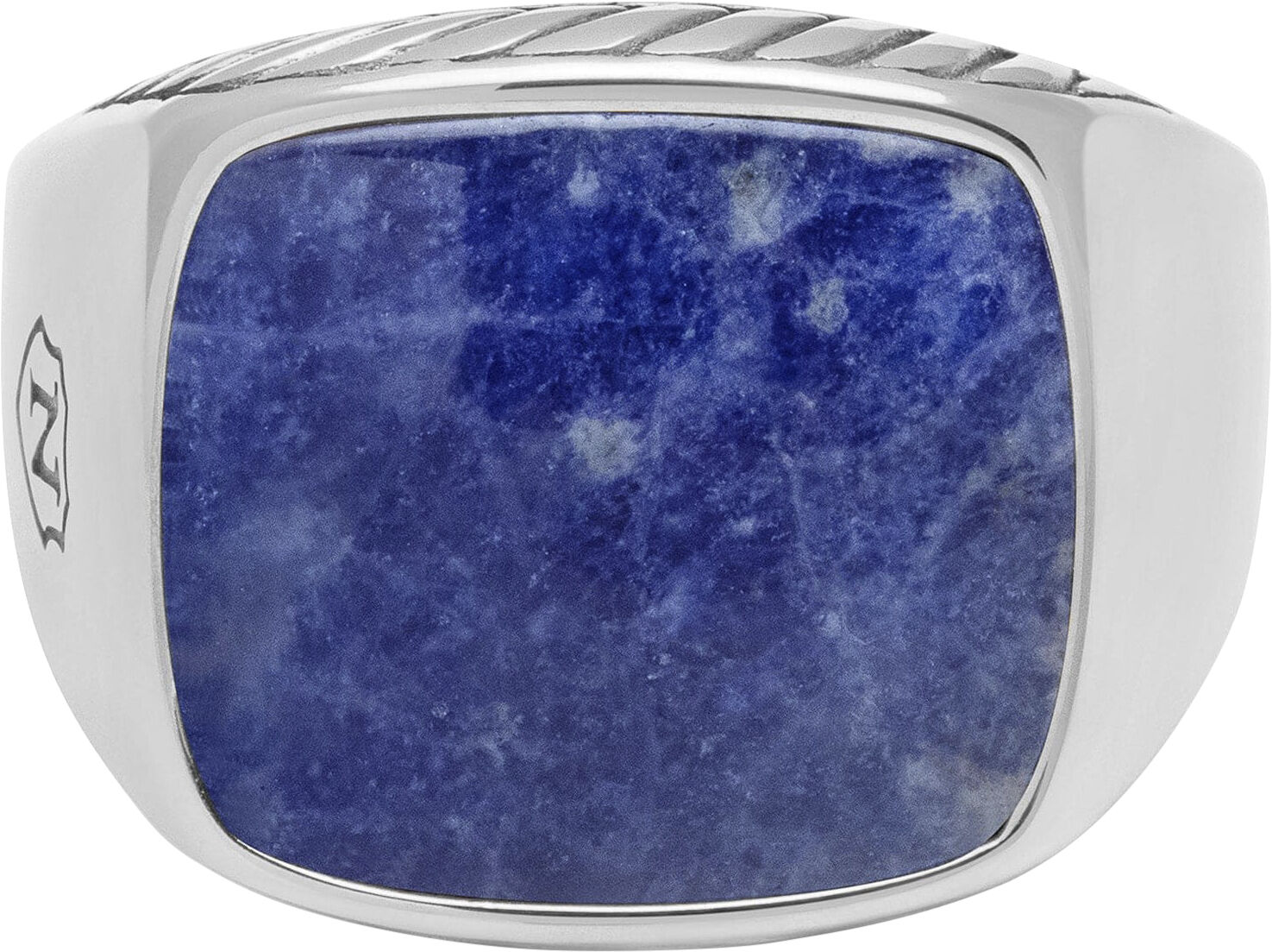 Gentlemen's Silver Signet Ring with Blue Dumortierite